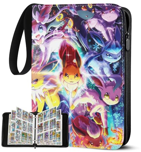Herritozl Sammelalbum für Pokemon 900 Karten - 50 Seiten 9 Taschen Album | Groß Sammelkarten Album, Tragbar Wasserdicht PU Karten Halter Heft Ordner Buch, Sammelkartenalben für Sammler 50 Pcs Seite