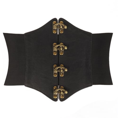 yolzhxe Korsett Dambälte, elastisk bred midja, vintage piratkorsett dam, läderbälte med snörning, för festklänning och Halloween, medeltida pirat cosplay
