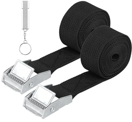 2 Pz Cinghie di Tensione, 5 M x 25 mm Cinghie a Cricchetto con Fibbia, Cinghie di Fissaggio a Cricchetto, Cinghia di Ancoraggio con Chiusura per Moto Auto Portabiciclette