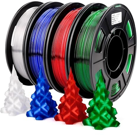 AMOLEN 3D PETG Filament 1,75 mm, durchscheinendes klares/weißes, rotes, grünes, blaues Filament, transparentes PETG mit Lichtdurchlässigkeitsfunktion, 250 g x 4 Spulen Set