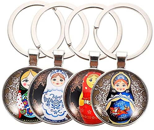 CTIRCHIU 4stücke Metall Russische Nesting Doll Schlüsselanhänger Kreative Bunte Taschenanhänger Langlebige Dekorative Schlüsselketten Als Geschenk