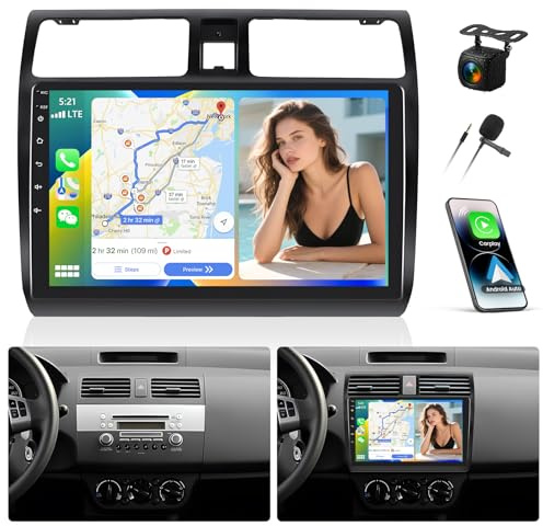 CAEMCHO 4+64G 10 Zoll Android 15 Navi Autoradio für Suzuki Swift 2005-2010 mit Rückfahrkamera, Wireless Carplay Bluetooth Radio mit WiFi GPS DSP FM/RDS Android Auto +HD Touchscreen