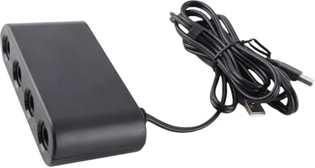 RASTKY 3 in 1 Game Controller Adapter for PC, 4 Ports GC Converter with Vibrate Function, Plug and Play for Gaming Enthusiasts, Black ABS Material