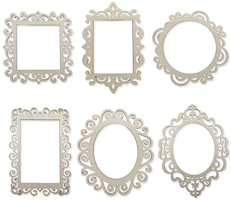 Nudaoz Cornici per foto in legno grezzo fai da te con forme assortite, ornamenti decorativi da appendere per foto e decorazioni per la casa e progetti di artigianato (assortito)
