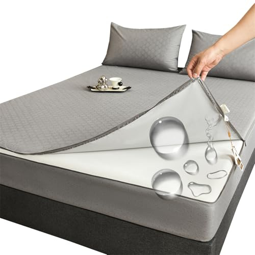 Fodera Materasso Matrimoniale/singolo con Cerniera 80X190,90x200,140x200,160x200 Proteggi Materasso Una Piazza E Mezza Stampa Lenzuolo Traspirante Lavabile Copri Sacco Materasso (120X190+30cm,Ga)