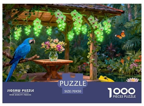Tropical Orchid Garden Pavilion Wooden Jigsaw Puzzle Waterproof 1000 Piece Puzzles for Adults Gifts Impossible Challenging Games