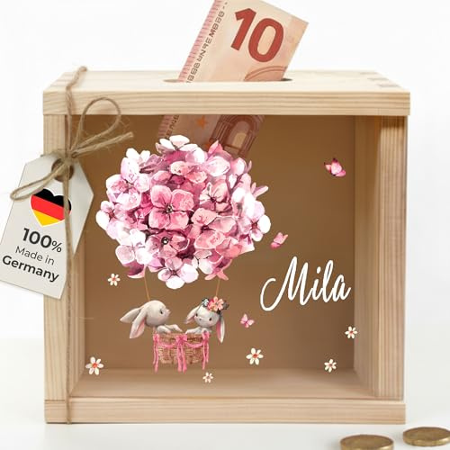 Little-Deco Spardose, Geldkassette, Sparbox, Geld sparen, 15x15cm | Sparschwein Kinder, personalisierte Geschenke Kinder, personalisierte Spardose, Holzspardose, Geschenk zur Geburt