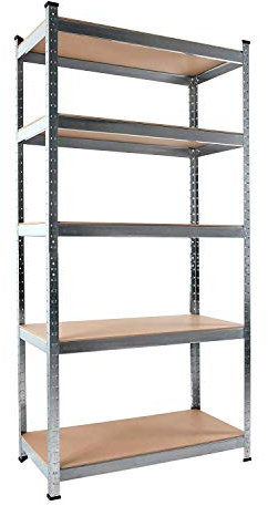 XONE Scaffale 5 Ripiani in MDF Modulabile Metallo zincato e Ripiani in Legno | 90LX40PX180H cm