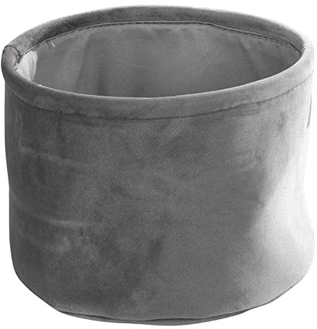 Home4You Aufbewahrungskorb Regalkorb | Samt | Grau | Mit Griffen | Ø 22 cm x H 16 cm