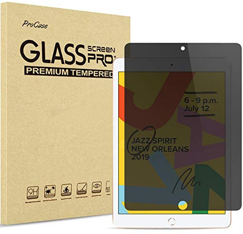 ProCase Anti-Spy Ultradünn Displyschutzfolie Privatsphäre Schutzglas Privat Blickschutzfolie für iPad 10.2 Zoll 8th Gen 2020 / 7th Gen 2019 Screen Protector | Panzerglasfolie für iPad 10,2 Zoll 9th/8th/7th Gen 2021/2020/2019, Anti-Kratzer, Sichtschutz