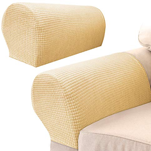 Armlehnenbezüge, 2 Stück, Sofabezug, elastisch, universell, für Armlehnen, Stretchstoff, Möbelbezug, Beige