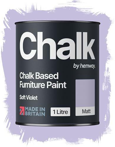 Hemway Chalk Based Furniture Paint, Soft Violet Purple 1L, Matt Finish Shabby Chic, Chalk Paint Furniture & Walls, Quick Dry & 1 Coat