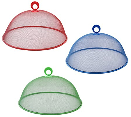 FCQLFYF 3 Stück Fliegenhaube Aus Metall Edelstahl, Abdeckhauben für Lebensmittel, Runde Lebensmittel Abdeckung, Für Partys Im Freien, Camping,Picknicks Oder Bowls