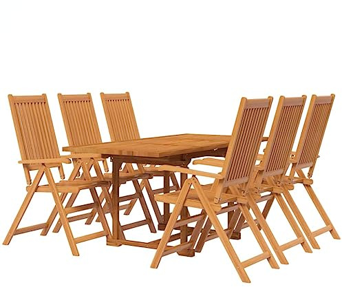 vidaXL Gartenmöbel Set 7-TLG. Gartengarnitur Sitzgruppe Gartenset Sitzgarnitur Gartentisch Esstisch Tisch Stühle Massivholz Akazie