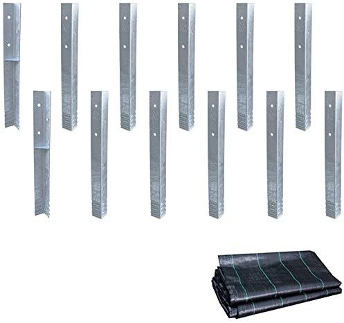 Wickey SolidLock Lot de 12 ancrages d'angle en acier galvanisé à chaud pour tours de jeu, balançoires, maisons sur pilotis - Avec non-tissé anti-mauvaises herbes