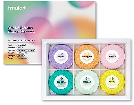 6 Pack Aromatherapy Shower Steamers - Strong Scented, Natural, Soothing Shower Bombs Steamer with Essential Oils - Lavender, Rose, Peppermint, Eucalyptus Shower Steamer Gift Set (6x40g)