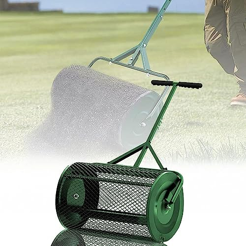 RayGenius 24 Kompoststreuer Torfmoosstreuer, Torfmoosstreuer Mit Verbessertem T-Griff, Mutig FüR Mutterboden, Pflanzung, Aussaat, Rasen, GrüN.,Separate40x60cm