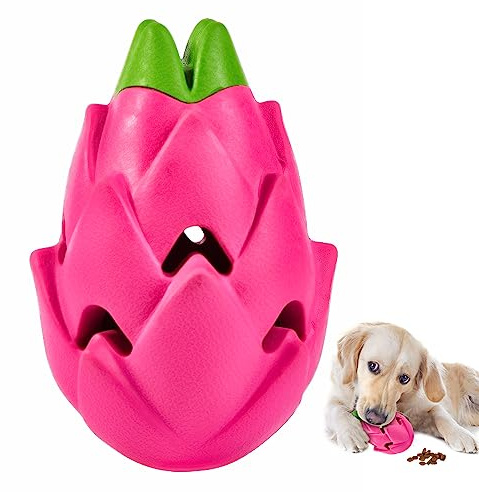 AUSCAT Dog Treat Toy for Large Dogs, Rubber Treat Dispensing Dog Toys for Aggressive Chewers, Pitaya Shape