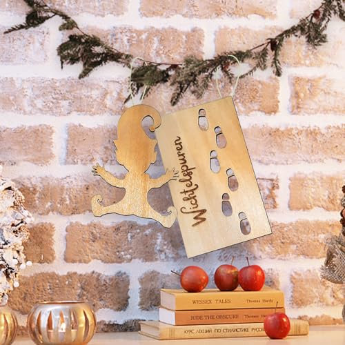 RZXBB 2 Stück Weihnachtszwerg Fußabdruck Vorlage Wichteltür Zubehör,Wichtel Schablone, Weihnachtswichtel Elf,wichtel Fenster,Holz-Fußabdruck-Schablonen für Böden, Fenster und Wände