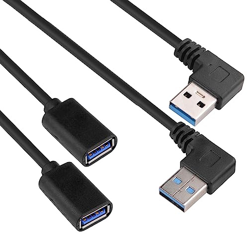 euroharry 100cm 1m USB 3.0 90° Winkel Adapter Links + Rechts Winkel | Verlängerungskabel (A Stecker auf A Buchse)
