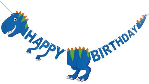 Cartel de dinosaurio feliz cumpleaños, decoraciones de fiesta de cumpleaños de dinosaurio para niños, suministros de fiesta temática de dinosaurio, decoración de pared colgante de T-Rex, suministros