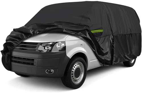 Autoabdeckung Vollgarage für VW T5 T6 SWB, Autoplane Ganzgarage mit Seitentür-Reißverschluss, Atmungsaktiv Autoplane Ganzgarage Winter/Sommer Autoabdeckung Wasserdicht L490(470-490cm)