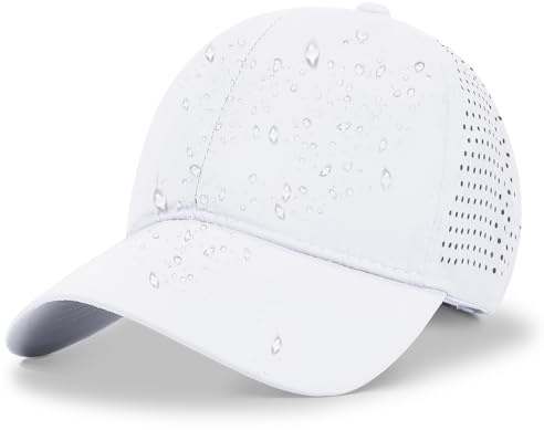Alorn Waterproof Sport Cap Quick Dry Baseball Caps Mens Running Golf Sun Protection UPF50+ Breathable Lightweight Adjustable Mesh Back Cap White