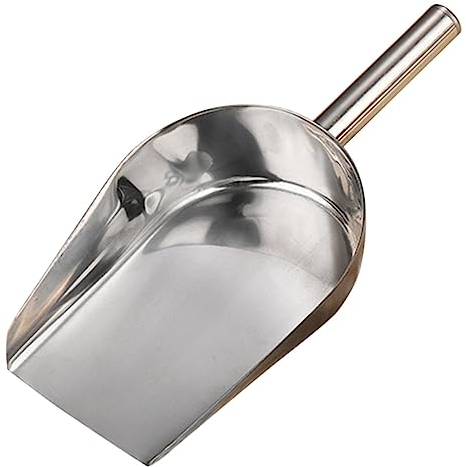 Stainless Steel Shovel Metal ice Scoop Small ice Scoop Kitchen Utility Stainless ice Scoop ice Scoop for ice Machine Stainless Steel ice Cubes Grains Scoop French Fries Ice shovel/1062