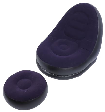 Wifehelper Tragbarer Aufblasbarer Sofastuhl, Bequeme Stützende Fußstützen, Einfacher, Modischer Terrassen-Loungesessel, Klappbarer Luftsessel für Reisen Im Wohnzimmer (Dunkelblau)