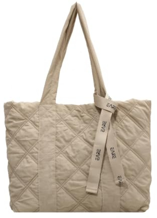 oukesin Bolso de hombro bolso de mano acolchado para mujer con cremallera para el día a día/oficina/escuela,Beige