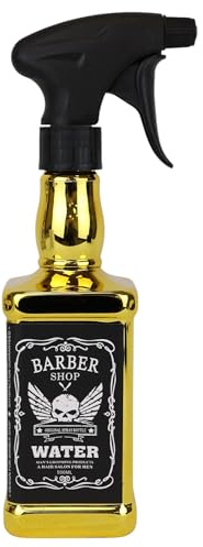 Eson Hair Water Spray Bottle 500ml, Whisky Style Spray Bottle for Hair, Mist Plant Mister, Barber Salon Hairdresser - Retro Stylish, Empty Refillable Sprayer for Cleaning (Gold)