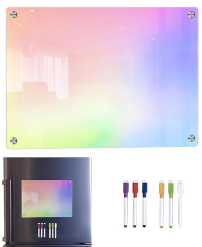 Dry Erase Board for Refrigerator, Clear Dry Erase Board | Colourful Clear Magnetic Acrylic Note Board for Kitchen | Board Organiser and Planner with 6 Coloured Markers for Bottom