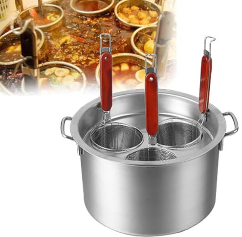 RNQZ Nudelkocher-Einsatz-Set, Edelstahl-Nudeltopf mit Siebkorb, Multitöpfe, Kochwerkzeug für Pasta, Nudeln, Knödel,Silber,3 pcs