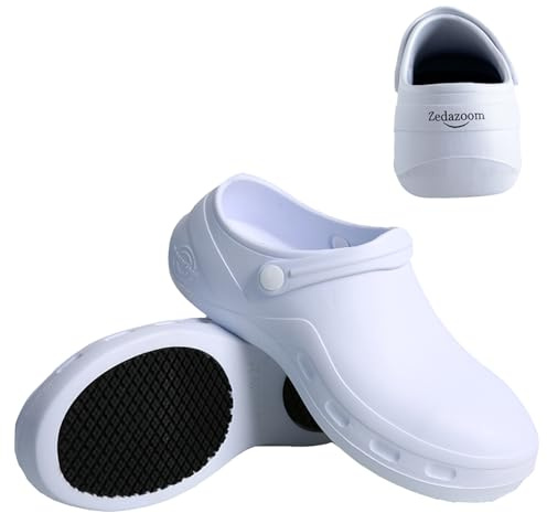 Zedazoom Chef-Schuhe wasserdichte, ölbeständige Clogs Leichte, stoßdämpfende Herren- und Damen-Stahlkappenschuhe für Gartenarbeit, Krankenhäuser, Lagerhäuser und Restaurants.