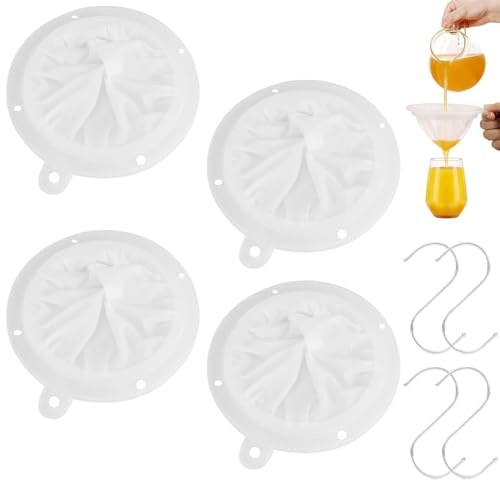 Filtersieb, 4 Stück Nylon Sieb Fein, 100/200/400/450 Mesh Nylon Siebfilter Küchensieb Likörfilter Weinfilter Küchensieb für die Filterung Von Milch Saft Wein Sojamilch