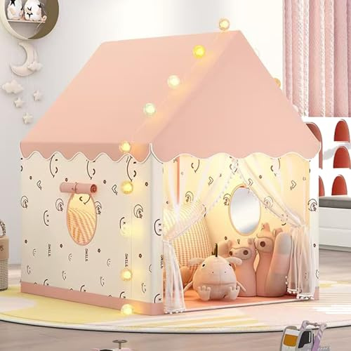 Kids Play Tent with Star Lights, Large Indoor Playground, Toddler Outdoor Camping Tent Girls Birthday