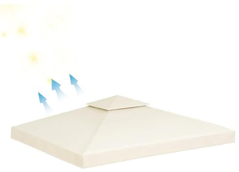Toldo de repuesto para cenador de parrilla resistente a los rayos UV de 3 x 3 pies, impermeable, techo de 2 niveles, para jardín, fiesta, color beige