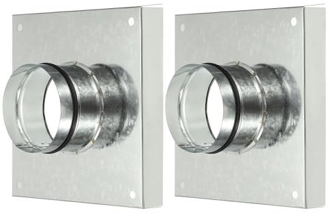 Flansch-Set aus verzinktem Stahl, 2 Stück, Gummidichtung im Lieferumfang enthalten, ideal für HLK-Systeme, Heizung, Kühlung, Belüftung, Montageplatte für Luftkanäle, 10,2 cm Durchmesser, silberfarben
