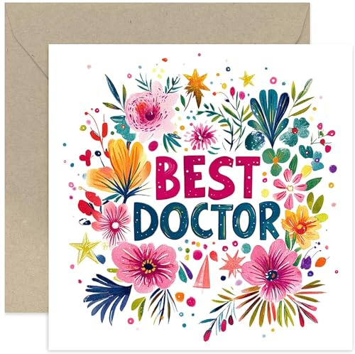 Dankeskarte für Arzt - Geburtstagsgeschenke für Frauen - Wunderschönes Blumenkunstwerk Design mit leuchtenden Farben - Dankbarkeitskarte für Hausarzt, Chirurg, Krankenschwester, Süß