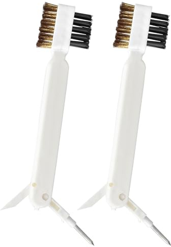 2 Pcs Deep Gas Stove Wire Brushes 4-in-1 Metal Kitchen Cleaning Wire Brush Small Brass/Nylon Brushes for Cleaning Gas Stove Range Hood Pot Pan Paint/Rust/Dirt