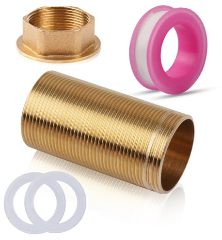 5 Inch Brass Faucet Extension Shank for Thick Countertops, 31.5mm Diameter with Nut & Gasket, Durable Kitchen & Bath