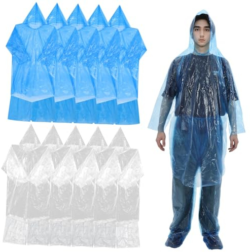 PartyKindom 10sets Rain Ponchos Hood Emergency Raincoats Lightweight Travel Rain Suits for Adults and Boys and Girls Compact and Tear-resistant Design for Camping and Outdoor Activities