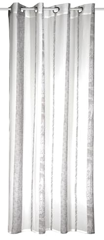 Sehlbach Tenda pronta per l'uso con occhielli, Stampa a righe all-over, Grigio, 135 x 245 cm, Tessuto traslucido, Certificato Oeko-Tex, Facile da applicare, Personalizzabile