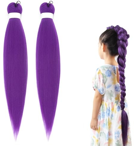 Gxdamxz Ciocche Capelli Sintetici Intreccio, Trecce Extension Trecce Party Carnevale, 2 Pezzi - Viola