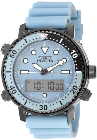 Invicta Pro Diver 49446 Herren Uhr - Wasserdicht - Analog - Quarzuhrwerk - Edelstahl mit blauen zifferblat - 46mm