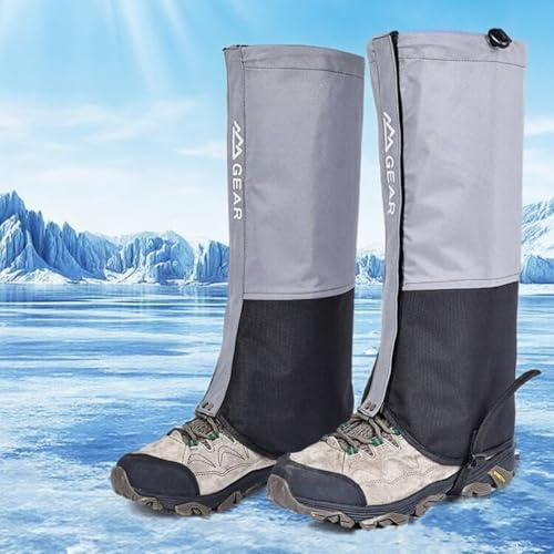 HIDEWALKER Unisex Waterproof Hiking Gaiters – Lightweight Leg Gaiters for Walking, Snow, Climbing & Outdoor Use, Adjustable Boot Gaiters for Men & Women (Grey, L (41-43))