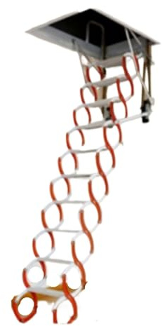 PUZYI Scala Retrattile Scala telescopica Retrattile semiautomatica con corrimano, Pieghevole e fissata al Muro, for Uso Domestico e Commerciale Scala per soffitta(Oranje,80/100cm)
