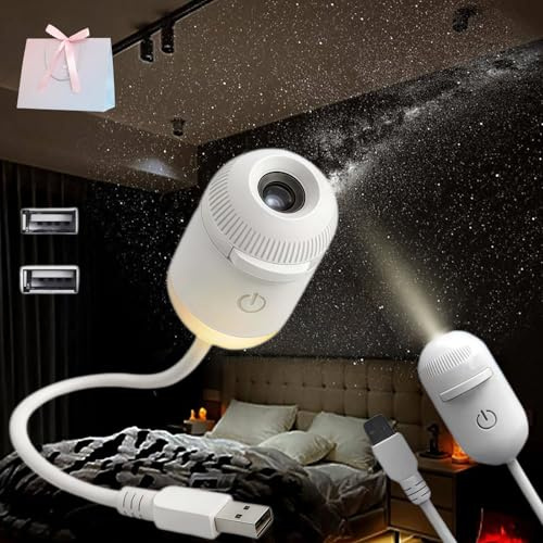 2-in-1 Galaxy Projector Night Light, Starry Sky Projector with Multiple Projection Films, 360° Adjustable LED Space Galaxy Lamp, USB Powered for Car and Bedroom Decoration (3pc Projection Films)