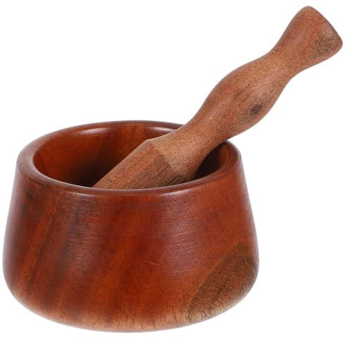 ibasenice Mortero de Madera de Ébano 1 Pieza para Cocina, Majadero Manual para Triturar Ajo, Jengibre y Especias, Recipiente Práctico de Madera para Moler Condimentos y Hierbas