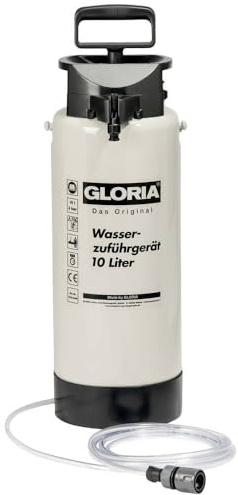 GLORIA Wasserzuführgerät Typ 10 | 10 L Kunststoff-Wasserdruckbehälter mobil | 3 bar Wasserbehälter für Kernbohrgeräte & Trennschleifer auf der Baustelle | 4 m Schlauch & Wasserstopp | NBR-Dichtungen
